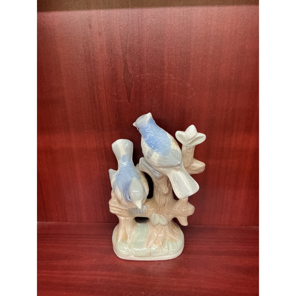 Vintage Sophia-Ann Porcelain Blue Birds on Tree Branch Figurine Made in Taiwan